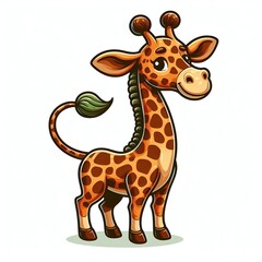 Fototapeta premium Giraffe Character Vector Illustration Isolated On White Colourful Minimal Graphic Flat Cartoon Mascot Illustration Style