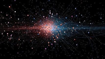 Obraz premium Abstract Network of Connected Dots and Lines in Space