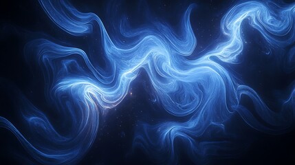 Fototapeta premium Immersive Blue Waves of Light Creating a Mystical Atmosphere in Digital Art
