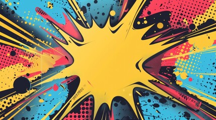 Fototapeta premium 90s style retro comics illustration. Pop art pattern with abstract and crazy background.