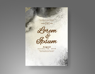 Wedding invitation with Abstract splashed watercolor background