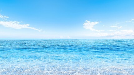 Fototapeta premium Ocean Surface Texture Blue Water Sunny Day Summer Sea Calm Waves Clear Sky Beach Background