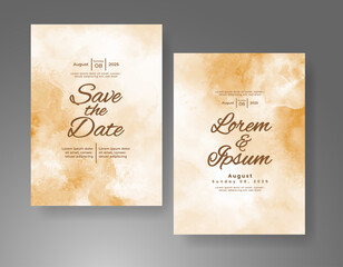 Wedding invitation with Abstract splashed watercolor background