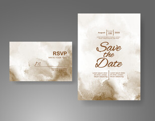 Wedding invitation with Abstract splashed watercolor background