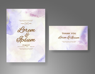 Wedding invitation with Abstract splashed watercolor background