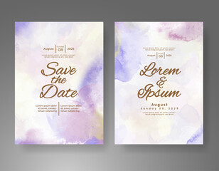 Wedding invitation with Abstract splashed watercolor background