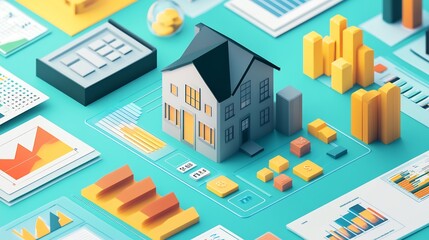 Detailed illustration of an investment portfolio with diverse assets like stocks bonds and real estate