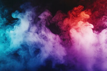 Fototapeta premium Abstract Colorful Smoke Swirls on Black Background