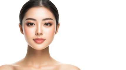 Beautiful Woman Portrait with Clear Skin and Makeup