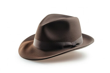 homburg hat on a white background. Hat Day. Brown hat. Maroon hat. Grey hat