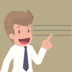 Businessman points up to speech bubble.illustration.Vector