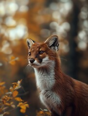 Obraz premium Stoat, Ermine, Short Tailed Weasel, Mustela erminea, Close Up Portrait in Temperate Forest