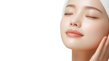 Close up of Woman with Perfect Skin and Closed Eyes