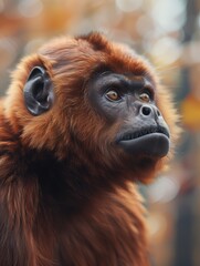 Fototapeta premium Brown Woolly Monkey, Wild Primate in Rainforest Habitat