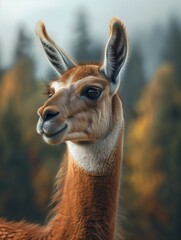 Obraz premium Llama Close Up, Wild Animal in Andean Mountain Habitat