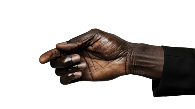 Hand pointing black isolated on white background 