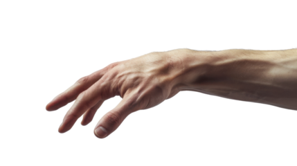 Hand pointing caucasian isolated on white background 