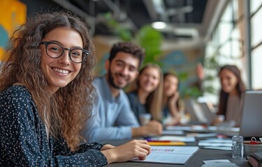 Obraz premium Cooperation across varied business partners in the office, fostering team togetherness