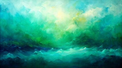 Obraz premium Abstract expressionist painting with bold strokes and a gradient from emerald green to ocean blue , Art