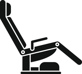 Black silhouette of an adjustable medical chair used for blood donation or transfusion in a hospital setting