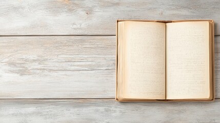 Open Book on Wooden Background
