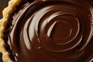 Closeup of Swirled Chocolate Filling in a Pie Crust.