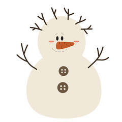 Cute Christmas snowman vector cartoon illustration