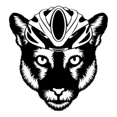 Mountain Lion In Bike Helmet