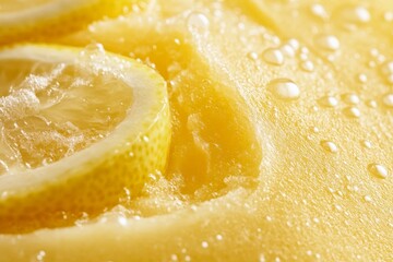 Close Up of Lemon with Water Drops.