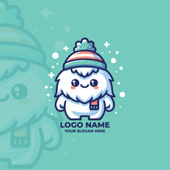 Cute yeti mascot flat design