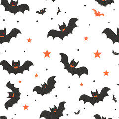 bat cartoon seamless pattern on a white background
