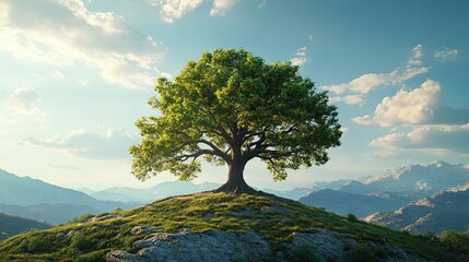 Solitary Tree on a Mountaintop