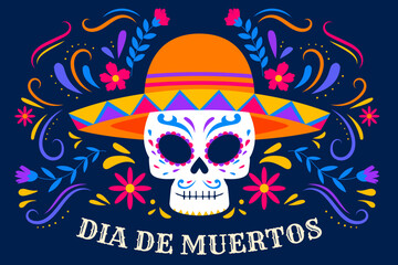 Dia de Muertos or day of the dead background illustration