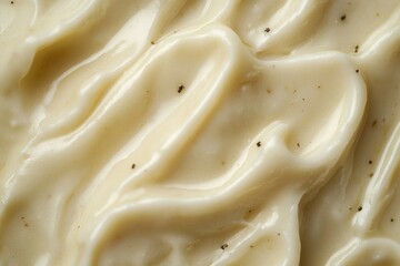 Closeup of Creamy White Substance with Black Specks.