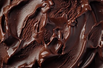 Close-up of Chocolate Ice Cream Texture.