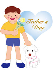 父の日の薔薇を持つ男の子
