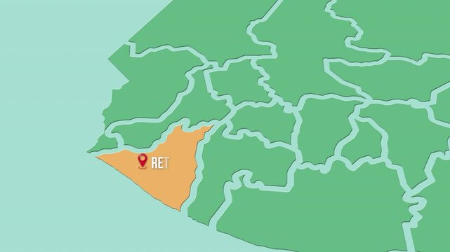 Mapa de Guatemala con divisi&oacute;n pol&iacute;tica resaltando el estado de Retalhul&eacute;u.