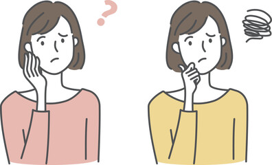 何かを考え悩む女性_イラスト