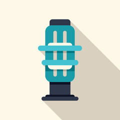 Electric water heater with temperature control heating water in flat design with long shadow