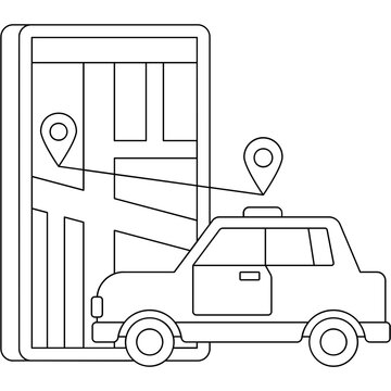 taxi app navigation map outline clip art preview