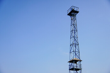 bottom view of the watchtower with the sky as copy space