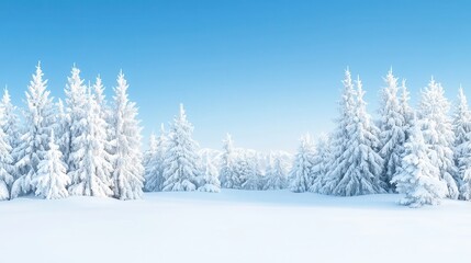 Obraz premium Snowy Forest Landscape with Blue Sky