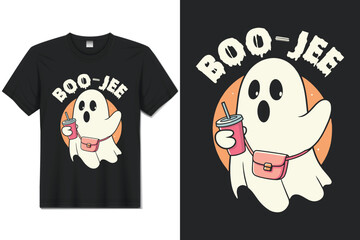 Boo-Jee Cute Ghost Halloween T-Shirt Design | Trendy Spooky Chic Ghost Illustration.