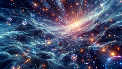 Cyber big data flow blockchain data network line