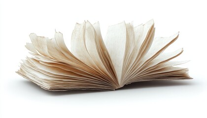 A floating notebook with a few pages slightly fann  673 book, open, education, isolated, page, white, paper, library, literature, object, text, reading, school, textbook, cover, books, wisdom, informa