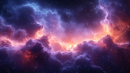 Fototapeta premium A mesmerizing cosmic scene featuring vibrant colors and swirling clouds in deep space, evoking wonder and exploration.