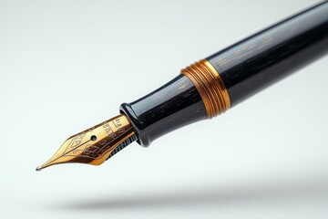 Naklejka premium A floating pen cap with the pen tip visible agains 607 pen, business, ink, fountain, write, office, writing, paper, gold, nib, sign, pencil, classic, macro, document, closeup, close-up, object, fount