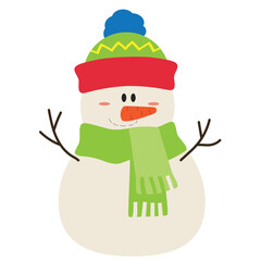 Cute Christmas snowman vector cartoon illustration