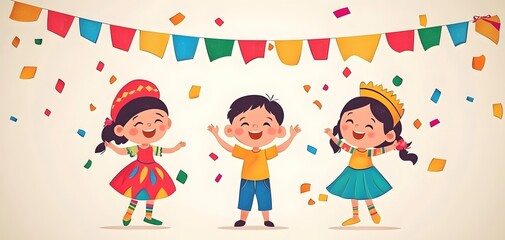 Children Celebrate Hispanic Traditions with Colorful Costumes and Joyful Expressions at Festival