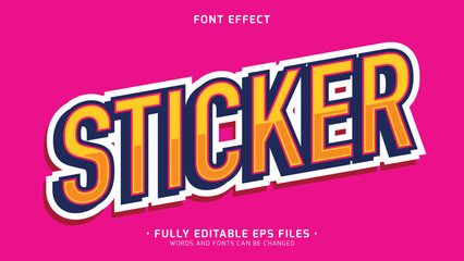 simple and minimalists sticker style vector text effect